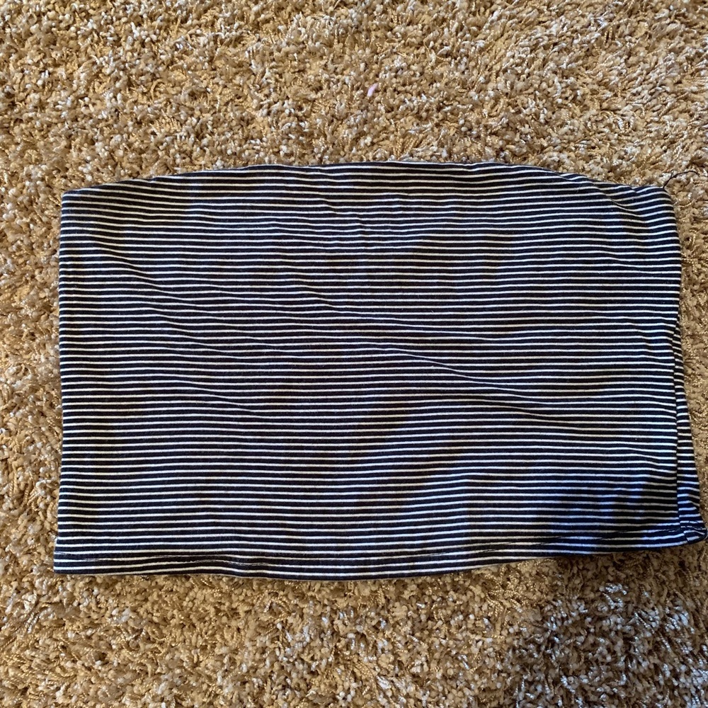 Black and White Striped Tube Top
